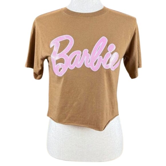 BARBIE BROWN CROPPED GRAPHIC TEE, SIZE XS - Picture 1 of 5